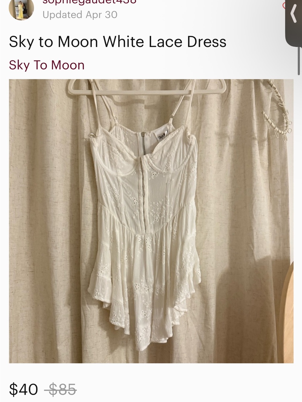 Sky To Moon White Lace Sundress